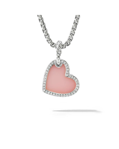 David Yurman DY Elements Heart Amulet with Pink Opal and Pave Diamonds