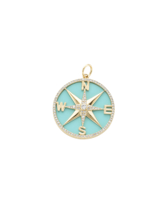 Turquoise & Diamond Compass Pendant