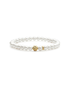 Lagos Caviar Icon Pearl Gold Station Bead Bracelet