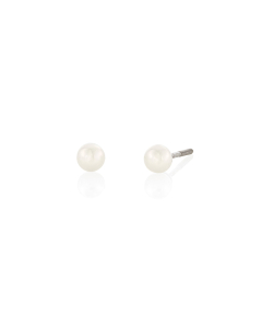 Child's 4mm Pearl White Gold Stud Earrings