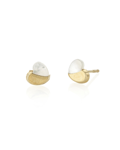 Child's Mother of Pearl and 14k Yellow Gold Heart Earrings