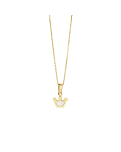 Child's Mother of Pearl Crown Necklace in 14k Yellow Gold