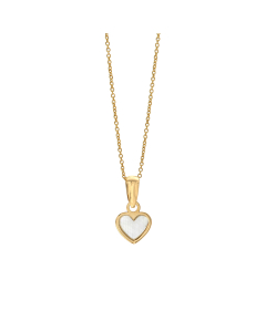 Yellow Gold Mother of Pearl Child's Heart Necklace