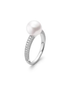 Mikimoto 8.5mm A Akoya Pearl and Diamond Ring