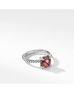 David Yurman Chatelaine Ring with Rhodalite Garnet and Diamonds, Size 6.5