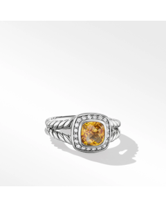 David Yurman Petite Albion Ring with Citrine and Diamonds, size 6