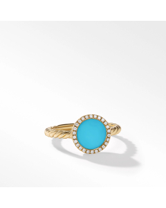 David Yurman Petite DY Elements Ring with Turquoise and Pave Diamonds, size 6.5