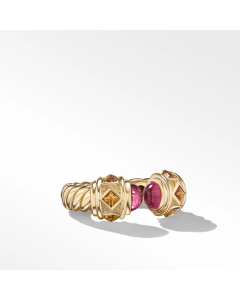 David Yurman Renaissance Color Ring with Rubellite and Madeira Citrine, size 6.5