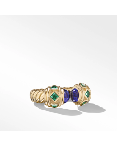 David Yurman Renaissance Color Ring with Tanzanite and Tsavorite, size 6.5