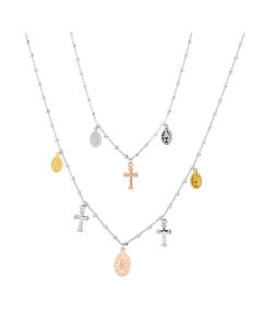 Sterling Silver Religious Multi-Strand Necklace