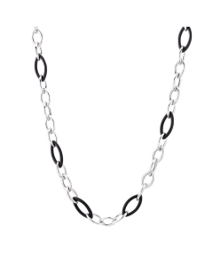 Silver & Black Rhodium Chain Link Necklace