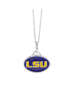 Sterling Silver & Enamel LSU Pendant Necklace