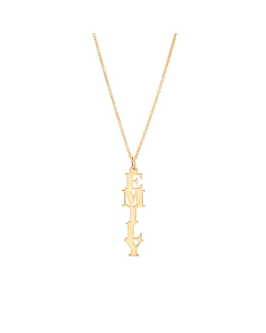 Yellow Gold Plated Vertical Monogram Pendant Necklace