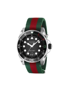 Gucci Dive Watch on iconic Green and red nylon strap 