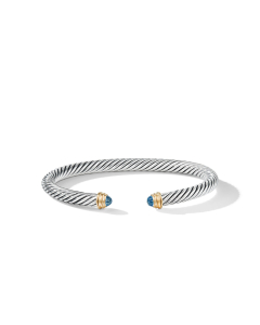 David Yurman Classic Cable 5mm Bracelet with 14K Yellow Gold and Blue Topaz