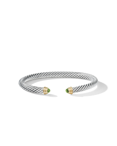 David Yurman Classic Cable 5mm Bracelet in Sterling Silver with Gold and Peridot