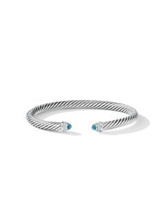 David Yurman Classic Cable 5mm Bracelet with Blue Topaz and Diamonds