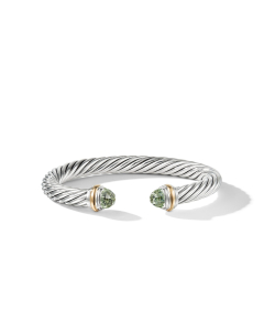 David Yurman 7mm Cuff Bracelet with Prasiolite and 14K Gold