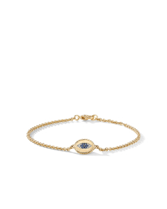 David Yurman Cable Collectibles 18k Gold Evil Eye Bracelet with Blue Sapphires and Black Diamonds