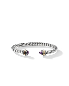 David Yurman Classic Cable 5mm Cuff Bracelet with Amethyst and Gold