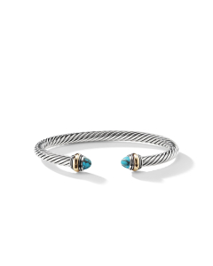 David Yurman 5mm Classic Cable Bracelet with 14K Yellow Gold and Turquoise