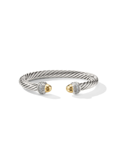 David Yurman Cable Bracelet with Gold Dome and Diamonds