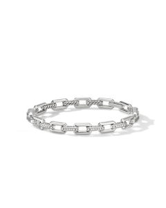 David Yurman Stax Link Bracelet in Sterling Silver with Diamonds, size medium