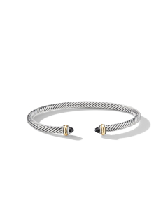 David Yurman Classic Cable 4mm Bracelet with 18K Yellow Gold and Black Onyx