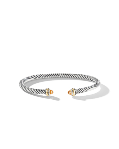 David Yurman Classic Cable 4mm Bracelet in Sterling Silver with Gold and Citrine