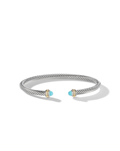 David Yurman Classic Cable 4mm Bracelet with 18K Yellow Gold and Turquoise