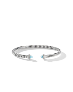 David Yurman Classic Cable 4mm Bracelet with Blue Topaz and Diamonds