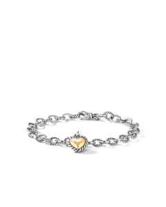 David Yurman Cable Cookie Classic Heart Charm Bracelet with 18k Yellow Gold