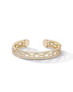 David Yurman Stax Three-Row Chain Link Bracelet in 18k Yellow Gold with Diamonds