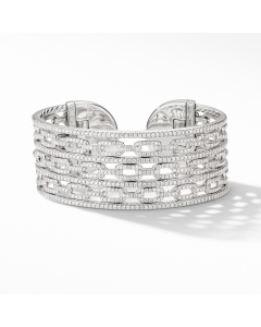 David Yurman Stax Cuff Bracelet in 18k White Gold with Pave Diamonds