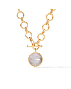 Julie Vos Honeybee Statement Necklace Iridescent Clear Crystal Reversible