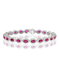 Oval Cut Gemstone and Diamond Bracelet