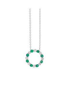 Emerald and Diamond Circle Necklace | Front View
