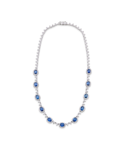 Oval Sapphire & Pave Diamond Necklace