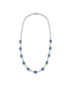 Oval Gemstone and Pave Diamond Necklace
