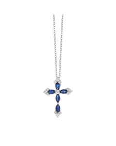 Sapphire and Diamond Cross | Front View