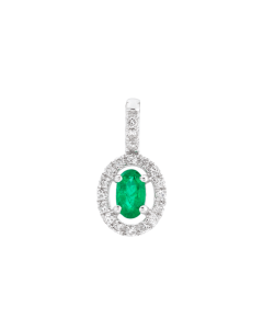 Oval Emerald & Diamond Pendant without Chain
