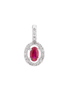 Floating Oval Ruby & Diamond Pendant