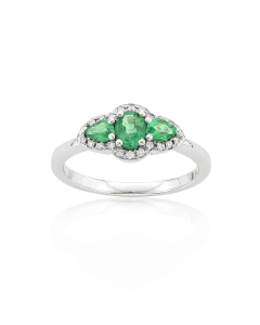Oval & Pear Shaped Emerald & Diamond Ring
