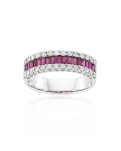Baguette Ruby Band with Diamond Accents