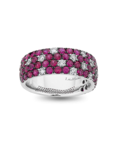 Wide Pave Ruby Band with Diamonds