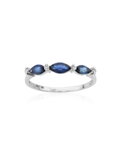 Marquise Cut Sapphire Stackable Ring with Diamond Accents