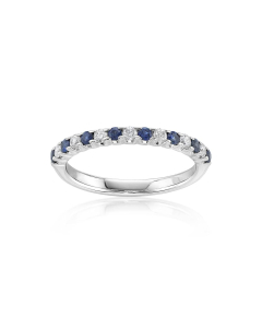 Alternating Round Sapphire and Round Diamond Band