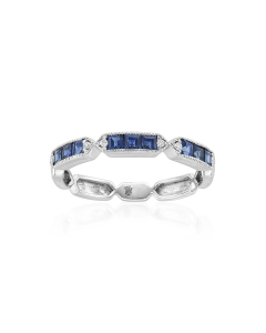 Triple Square Gemstone Band with Diamonds
