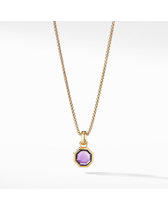 David Yurman Octagon Cut Amulet with Amethyst in 18k Gold