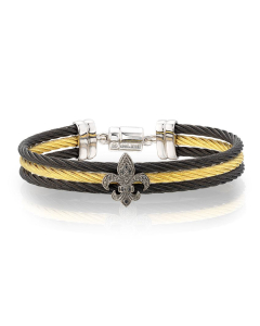 Black & Gold Diamond Fleur de Lis Bangle_1